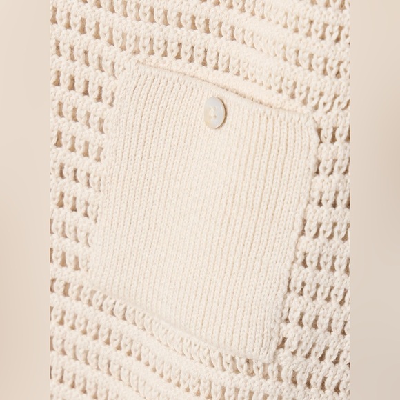 Alix of Bohemia Cream Lessi Oyster Crochet Top Polo Shirt NWT - Picture 4 of 5